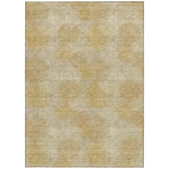5' X 8' Gold Beige And Wheat Polka Dot Washable Indoor Outdoor Area Rug