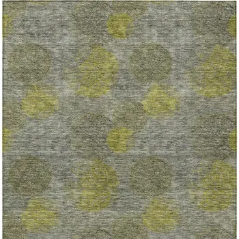 3' X 5' Gray Lime Green And Silver Polka Dot Washable Indoor Outdoor Area Rug
