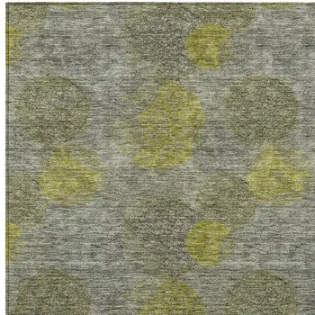 3' X 5' Gray Lime Green And Silver Polka Dot Washable Indoor Outdoor Area Rug