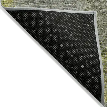 8' X 10' Gray Lime Green And Silver Polka Dot Washable Indoor Outdoor Area Rug