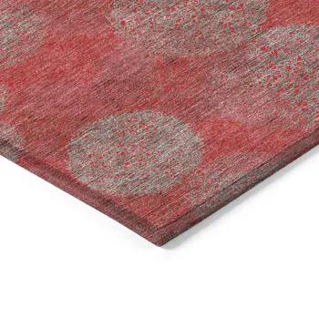 3' X 5' Red Gray And Silver Polka Dot Washable Indoor Outdoor Area Rug