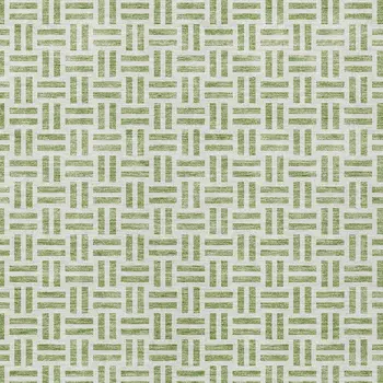3' X 5' Sage And Ivory Geometric Washable Indoor Outdoor Area Rug