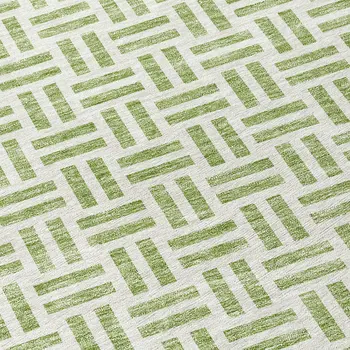 8' Sage And Ivory Round Geometric Washable Indoor Outdoor Area Rug