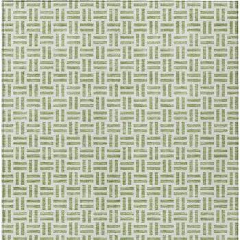 8' X 10' Sage And Ivory Geometric Washable Indoor Outdoor Area Rug