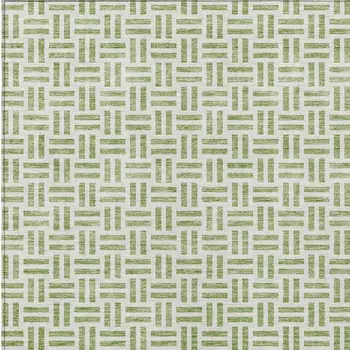 8' X 10' Sage And Ivory Geometric Washable Indoor Outdoor Area Rug