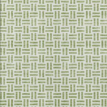 10' X 14' Sage And Ivory Geometric Washable Indoor Outdoor Area Rug