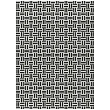 8' X 10' Black And Ivory Geometric Washable Indoor Outdoor Area Rug