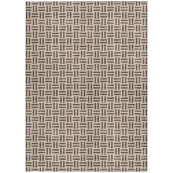 5' X 8' Chocolate And Ivory Geometric Washable Indoor Outdoor Area Rug