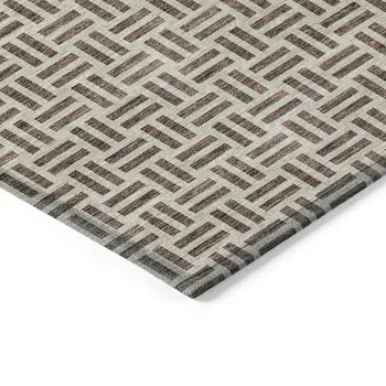 9' X 12' Chocolate And Ivory Geometric Washable Indoor Outdoor Area Rug