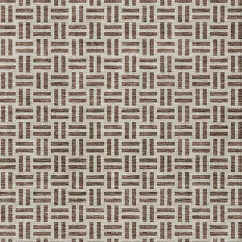 9' X 12' Chocolate And Ivory Geometric Washable Indoor Outdoor Area Rug