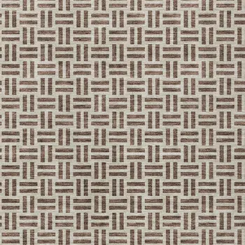 10' X 14' Chocolate And Ivory Geometric Washable Indoor Outdoor Area Rug