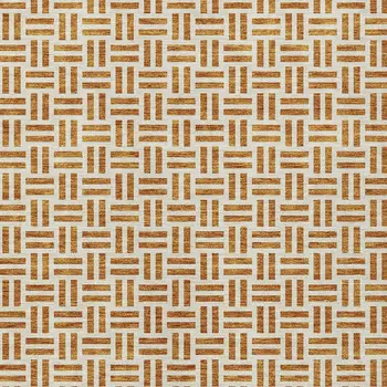 3' X 5' Copper And Ivory Geometric Washable Indoor Outdoor Area Rug