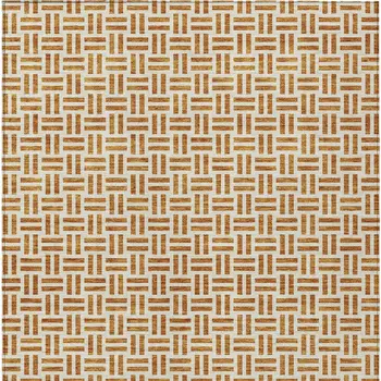 5' X 8' Copper And Ivory Geometric Washable Indoor Outdoor Area Rug