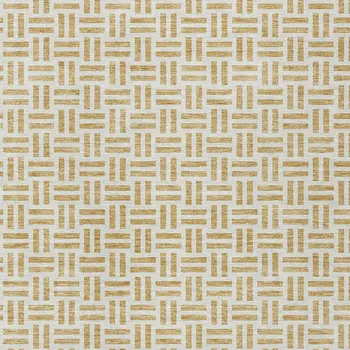 5' X 8' Gold And Ivory Geometric Washable Indoor Outdoor Area Rug