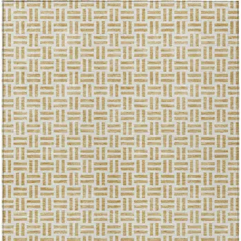8' X 10' Gold And Ivory Geometric Washable Indoor Outdoor Area Rug