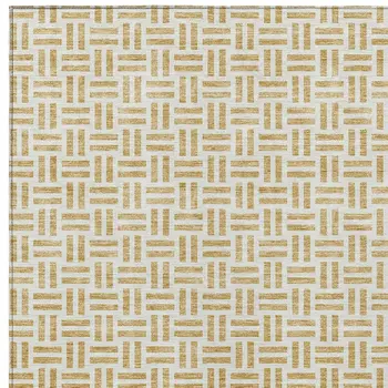 8' X 10' Gold And Ivory Geometric Washable Indoor Outdoor Area Rug