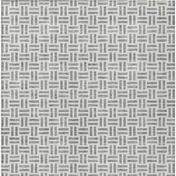 3' X 5' Gray And Ivory Geometric Washable Indoor Outdoor Area Rug