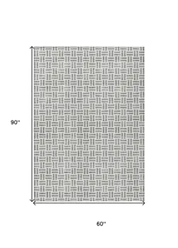 5' X 8' Gray And Ivory Geometric Washable Indoor Outdoor Area Rug