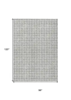 8' X 10' Gray And Ivory Geometric Washable Indoor Outdoor Area Rug