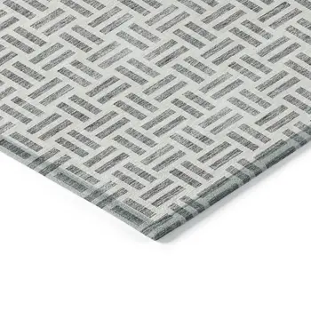 8' X 10' Gray And Ivory Geometric Washable Indoor Outdoor Area Rug