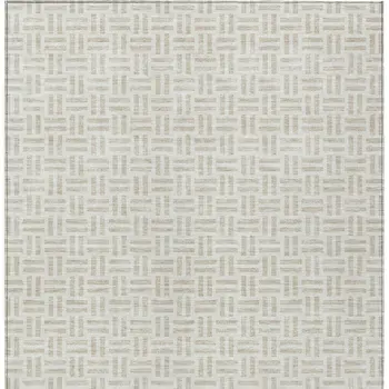 3' X 5' Ivory And Beige Geometric Washable Indoor Outdoor Area Rug