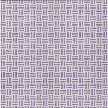 9' X 12' Lavender And Ivory Geometric Washable Indoor Outdoor Area Rug