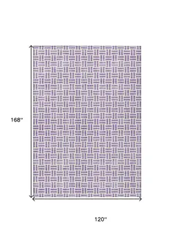 10' X 14' Lavender And Ivory Geometric Washable Indoor Outdoor Area Rug