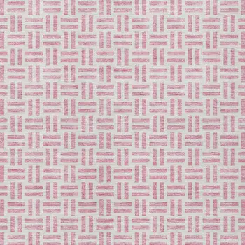 5' X 8' Pink And Ivory Geometric Washable Indoor Outdoor Area Rug