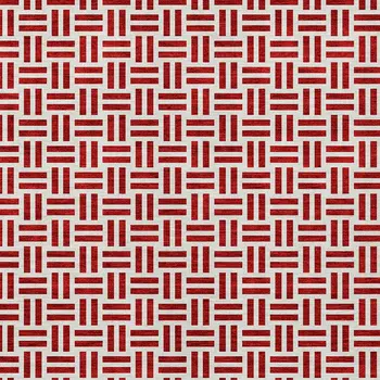9' X 12' Red And Ivory Geometric Washable Indoor Outdoor Area Rug