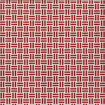 9' X 12' Red And Ivory Geometric Washable Indoor Outdoor Area Rug