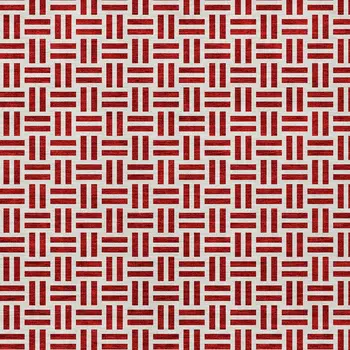 10' X 14' Red And Ivory Geometric Washable Indoor Outdoor Area Rug