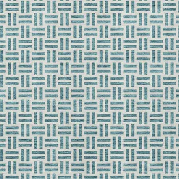 3' X 5' Teal Blue And Ivory Geometric Washable Indoor Outdoor Area Rug