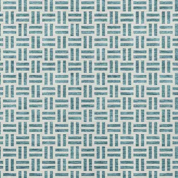 10' X 14' Teal Blue And Ivory Geometric Washable Indoor Outdoor Area Rug