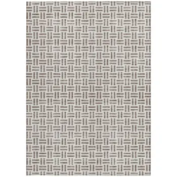 3' X 5' Taupe And Ivory Geometric Washable Indoor Outdoor Area Rug
