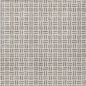 9' X 12' Taupe And Ivory Geometric Washable Indoor Outdoor Area Rug