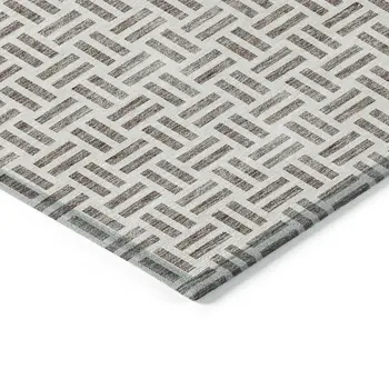 10' X 14' Taupe And Ivory Geometric Washable Indoor Outdoor Area Rug