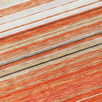 8' Coral Ivory And Gray Round Striped Washable Indoor Outdoor Area Rug