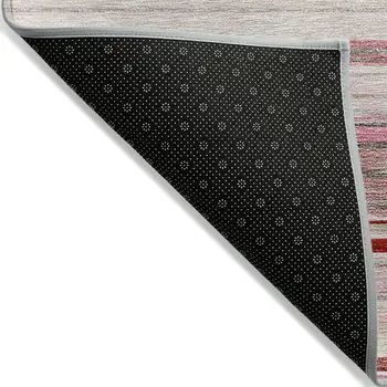 8' X 10' Pink Blush And Burgundy Striped Washable Indoor Outdoor Area Rug