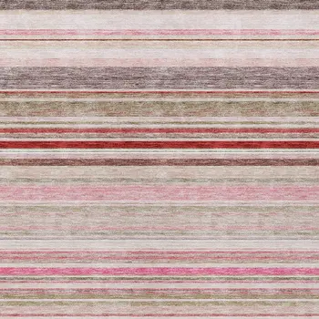 8' X 10' Pink Blush And Burgundy Striped Washable Indoor Outdoor Area Rug