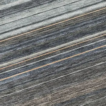 8' Taupe Beige And Pewter Round Striped Washable Indoor Outdoor Area Rug