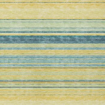 3' X 5' Yellow Denim Blue And Sky Blue Striped Washable Indoor Outdoor Area Rug