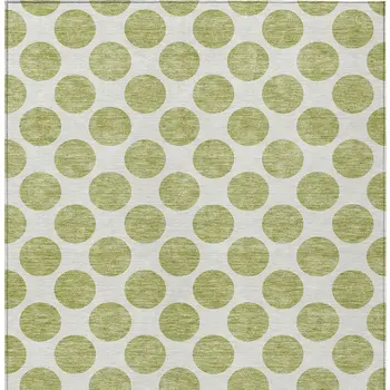 3' X 5' Sage And Ivory Polka Dot Washable Indoor Outdoor Area Rug
