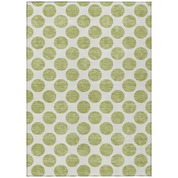 3' X 5' Sage And Ivory Polka Dot Washable Indoor Outdoor Area Rug
