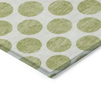 3' X 5' Sage And Ivory Polka Dot Washable Indoor Outdoor Area Rug
