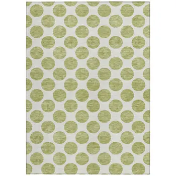 5' X 8' Sage And Ivory Polka Dot Washable Indoor Outdoor Area Rug