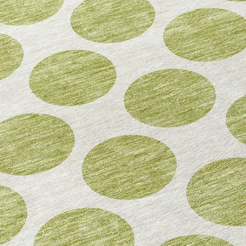 8' Sage And Ivory Round Polka Dot Washable Indoor Outdoor Area Rug