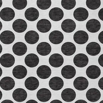 3' X 5' Black And Ivory Polka Dot Washable Indoor Outdoor Area Rug