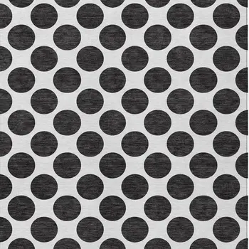 5' X 8' Black And Ivory Polka Dot Washable Indoor Outdoor Area Rug