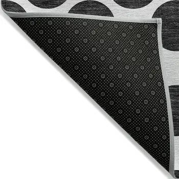 5' X 8' Black And Ivory Polka Dot Washable Indoor Outdoor Area Rug