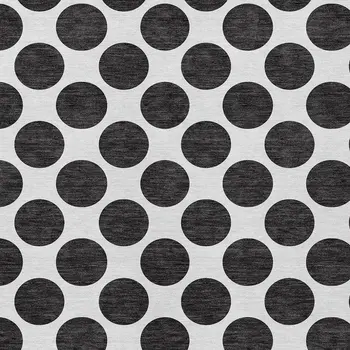 5' X 8' Black And Ivory Polka Dot Washable Indoor Outdoor Area Rug
